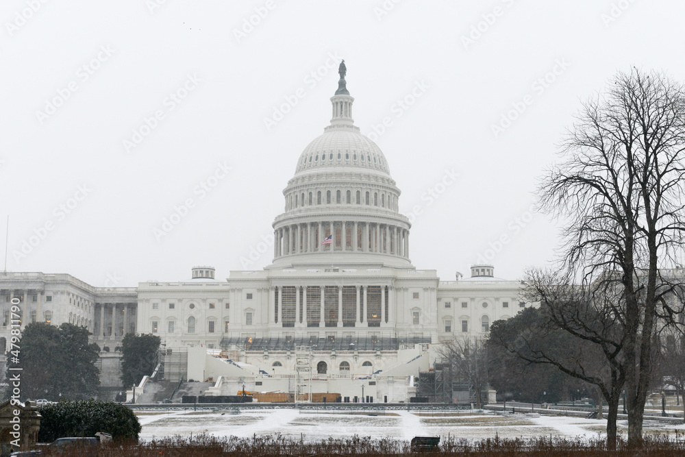 US Capitol Building in the blizzard - Washington DC United States