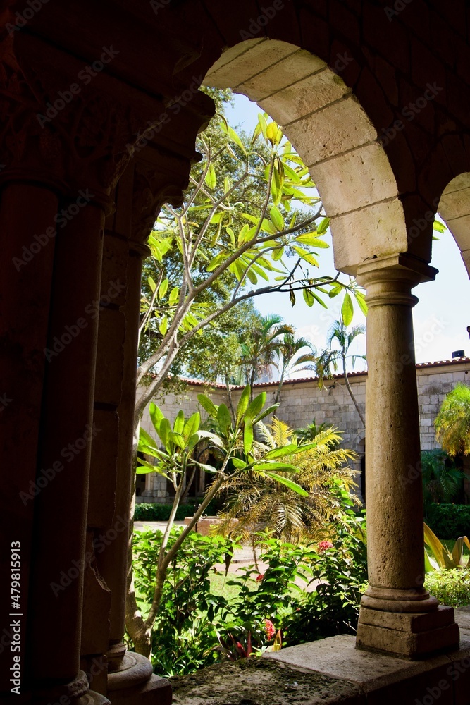 North Miami Beach, Florida: Ancient Spanish Monastery courtyard ...