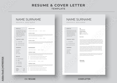 Resume and Cover Letter, Minimalist resume cv template, Cv professional jobs resume