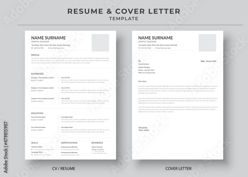 Resume and Cover Letter, Minimalist resume cv template, Cv professional jobs resume