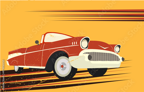 retro car red and orange color