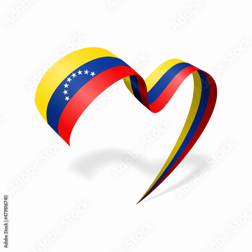 Venezuelan flag heart shaped ribbon. Vector illustration.