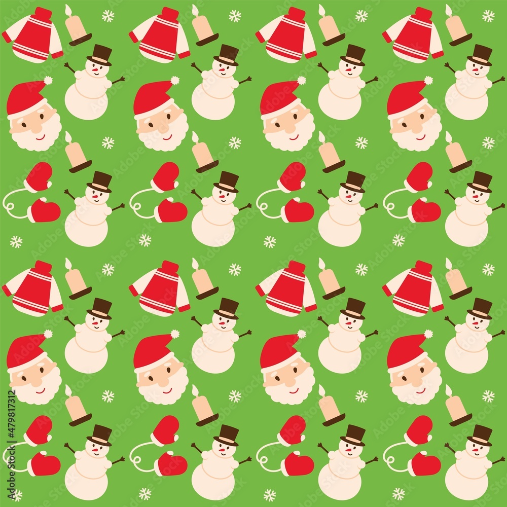 Fototapeta premium Christmas and new year flat illustration. Cute element. Seamless pattern.