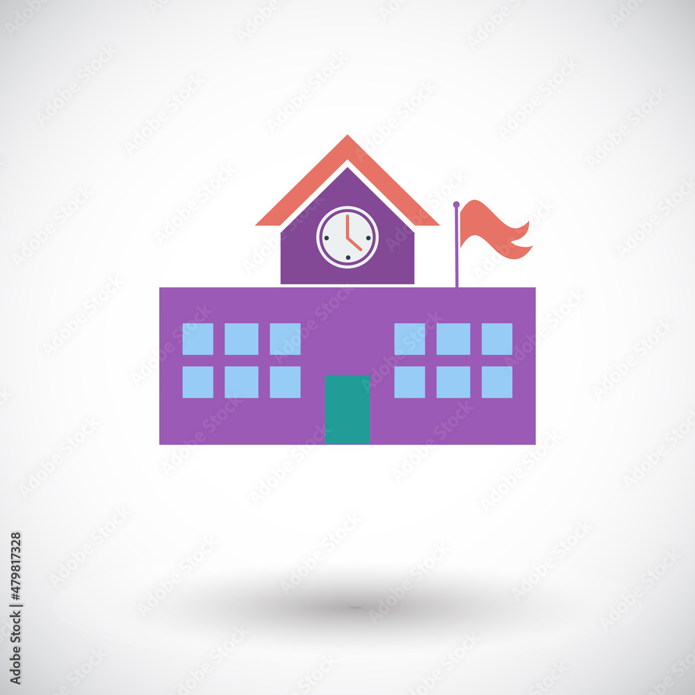 School building. Single flat icon on white background School building. Single flat icon on white background