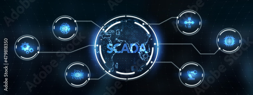 System Supervisory Control And Data Acquisition technology concept. SCADA. 3d illustration photo