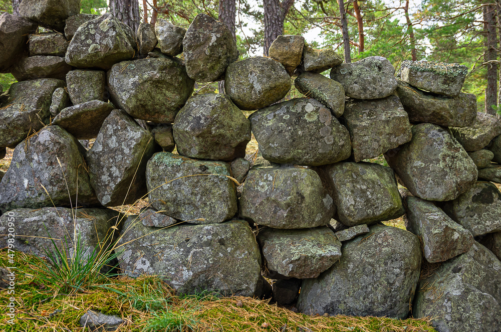 Border Of A Wall Of Cobblestones