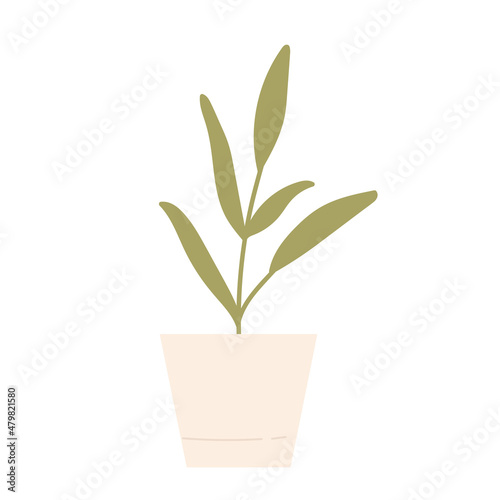 Sprout in a pot. Planting process. Home gardening, horticulture care for the environment concept. Vector illustration in cartoon style. Isolated on white background.