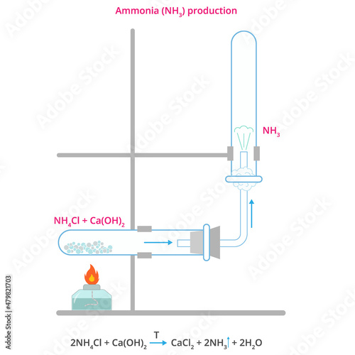 Vector illustration of ammonia production. Ammonia release diagram. Chemistry infographic of ammonia.