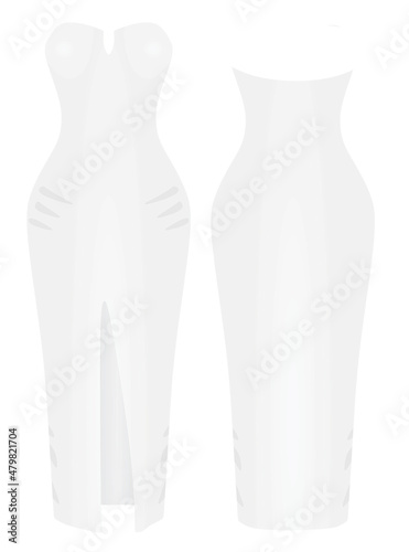 Fotografiet White evening dress. vector illustration