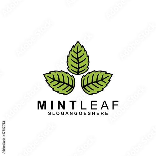 Mint Leaf Logo Template Design Vector, Emblem, Design Concept, Creative Symbol, Icon