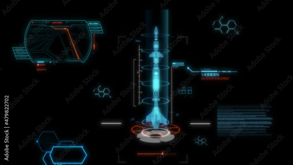 Blue HUD Rocket Missile Interface Graphic Element
