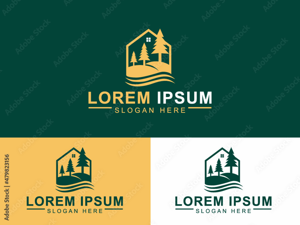 Forest house icon design Vector and Template