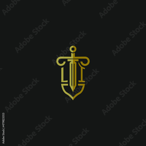 LI initial monogram logo design for law firm vector image