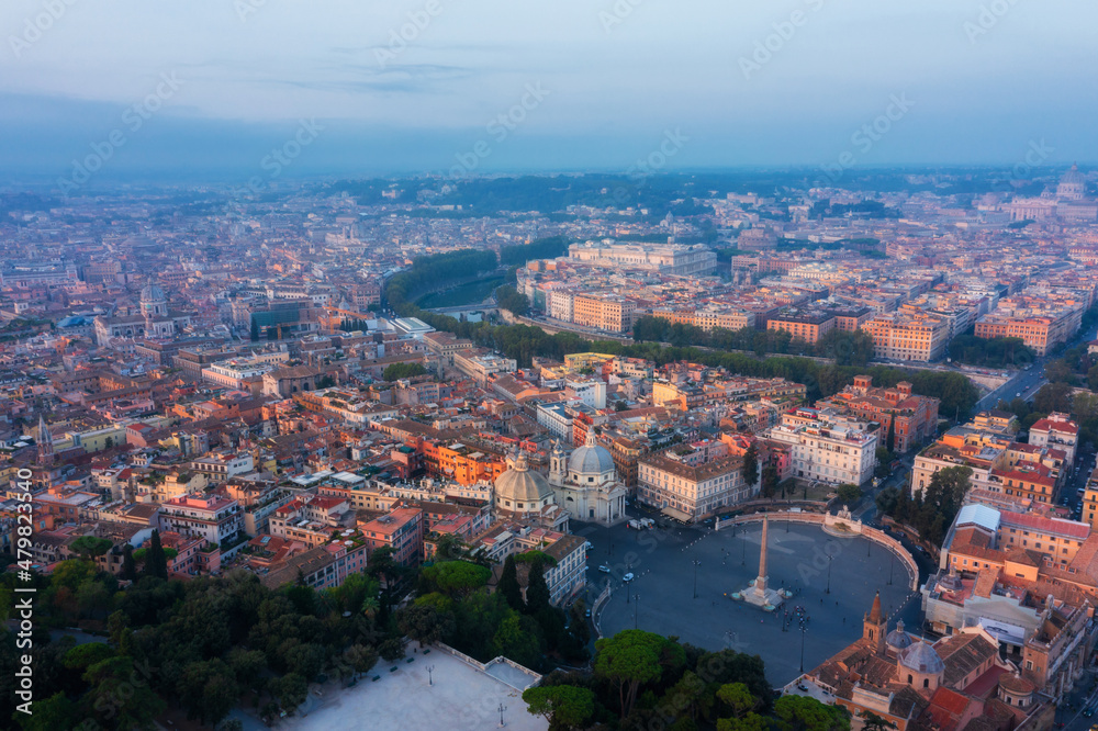 Aerial view of Piazza del Popolo