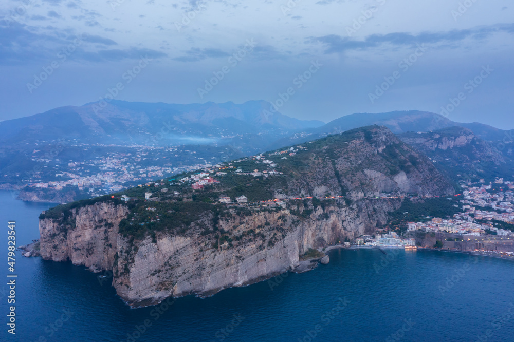 Aerial view of Sorrento at sunset