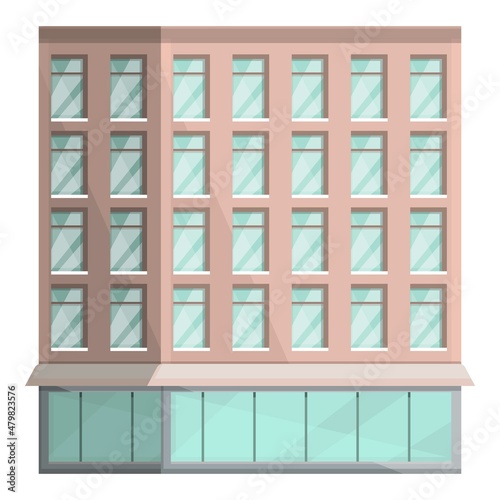 High multistory icon cartoon vector. Building elevation. Office apartment