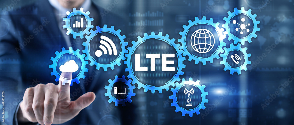 LTE Mobile and telecommunication technology concept on virtual screen