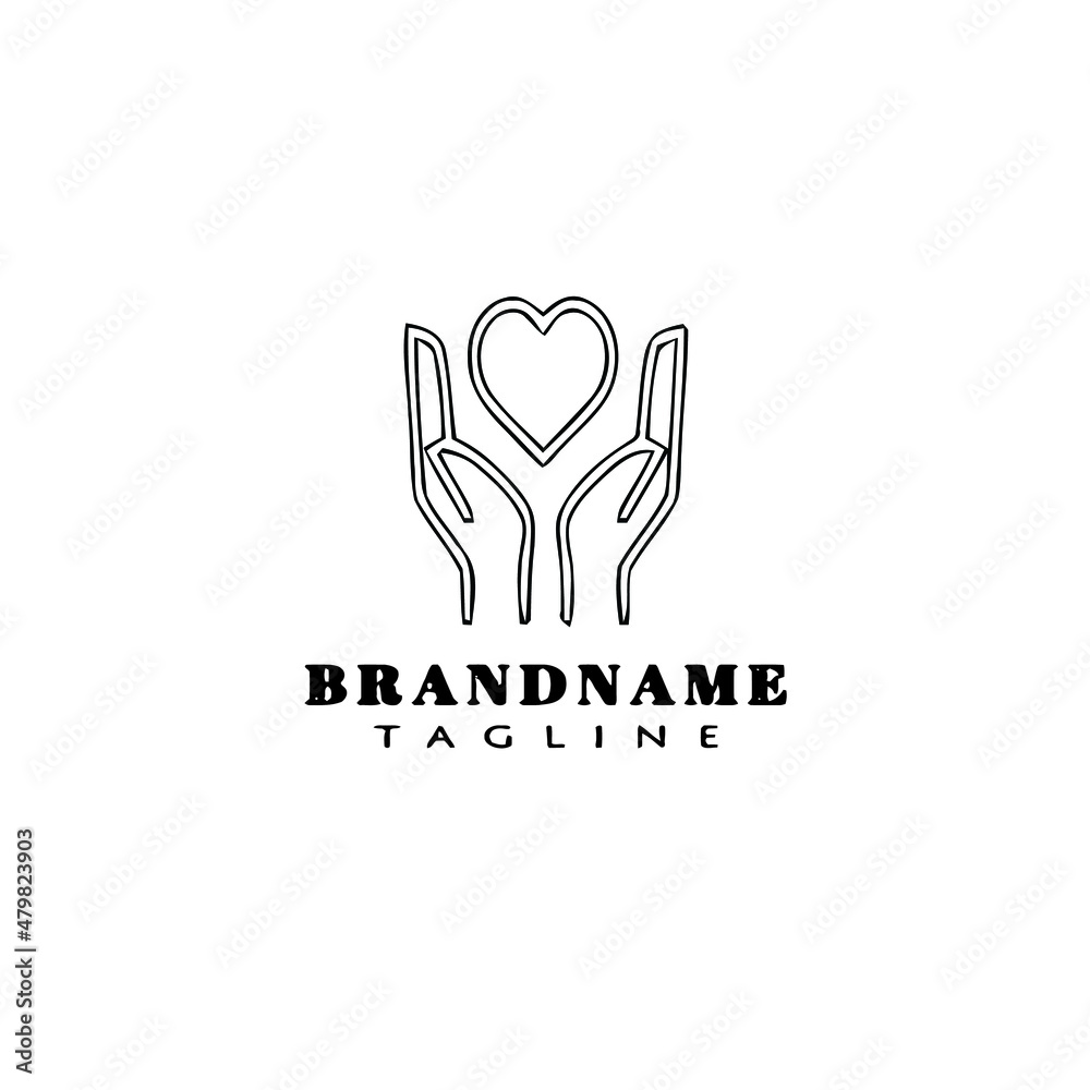 Fototapeta premium hand and heart logo cartoon design icon illustration