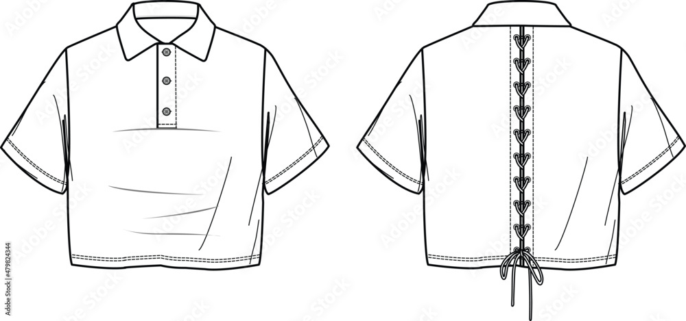 Oversized Cottonjersey Polo Shirt With Ribbed Texture Short Sleeves Front  Buttonsa Technical Fashion Sketch Vector, Sketch, White, Wear PNG and  Vector with Transparent Background for Free Download