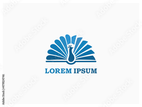 Book Peacock logo brand image illustration template [vector]