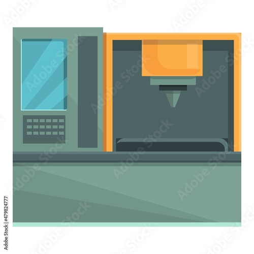 Cnc equipment icon cartoon vector. Machine factory. Industry lather