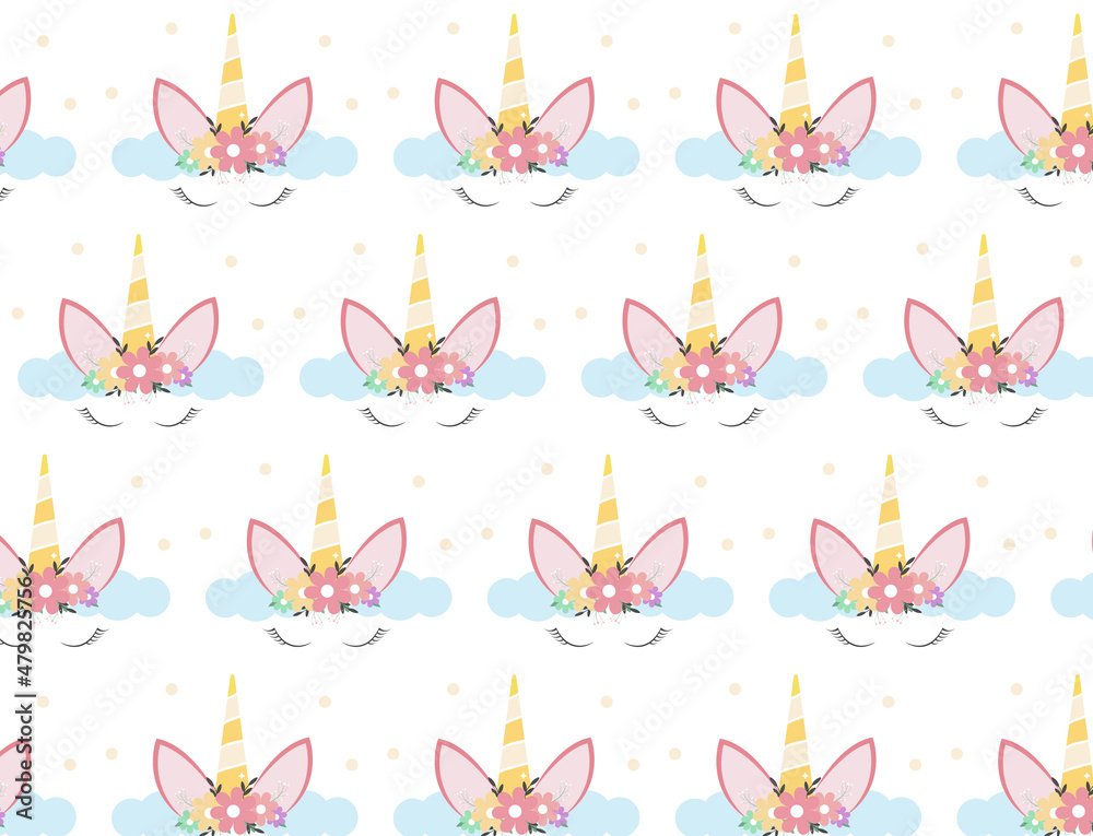 Pattern with cute unicorn. Wallpaper, background. Pattern with cute unicorn. Wallpaper, background.