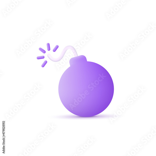 3d bomb icon isolated on white background. Trendy and modern vector in 3d style.