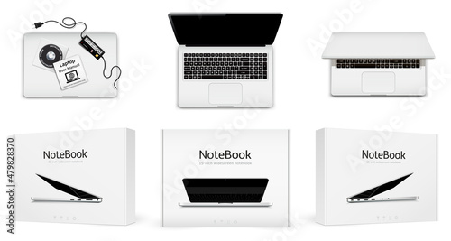 Unboxing notebook computer mock up