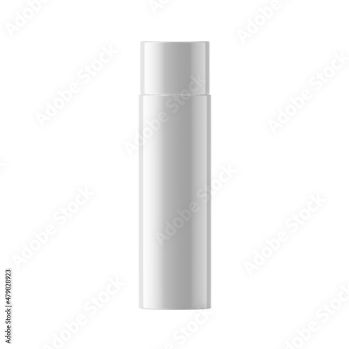 Slim White Plastic Bottle Cosmetic Isolated