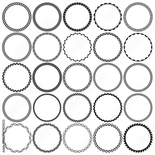 Collection of Round Decorative Ornamental Border Frames. Ideal for vintage label designs.