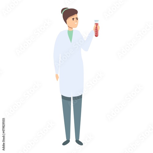 Doctor blood test tube icon cartoon vector. Medical sample. Hand analysis