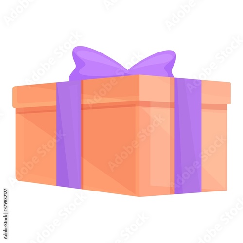 Event gift box icon cartoon vector. Ribbon present. Giftbox package