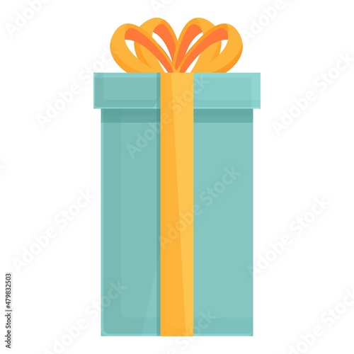Win gift box icon cartoon vector. Present package. Holiday party