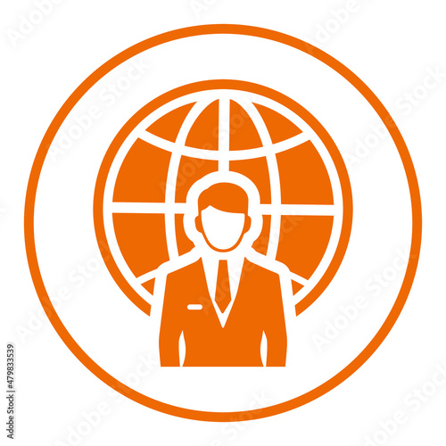 Business, global, representative icon. Orange vector design.