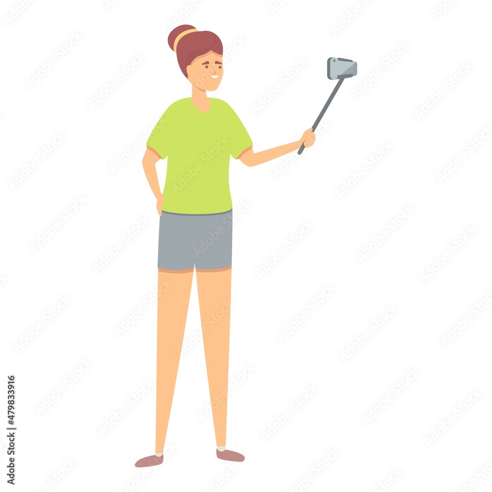 Vlogger selfie stick icon cartoon vector. Live stream. Social show Vlogger selfie stick icon cartoon vector. Live stream. Social show