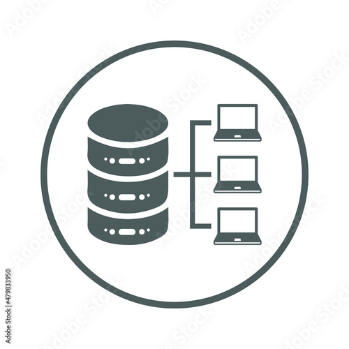 Data, warehouse, database, host, hosting icon. Gray vector graphics.