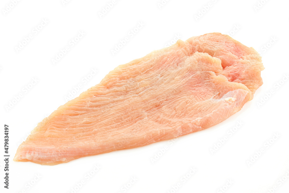 Sliced raw turkey breast isolated on white background. Fresh meat food Sliced raw turkey breast isolated on white background. Fresh meat food