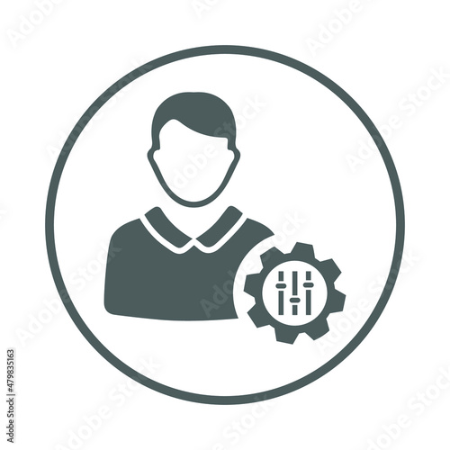 Disciplined, employee, authority, control, order icon. Gray vector sketch.