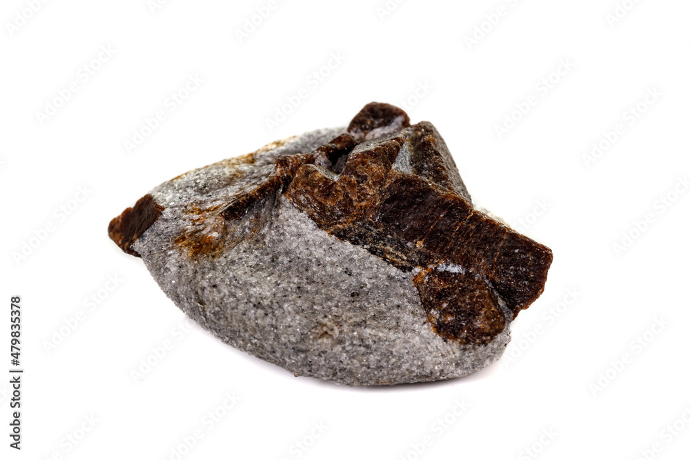 macro mineral stone Staurolite on a white background macro mineral stone Staurolite on a white background