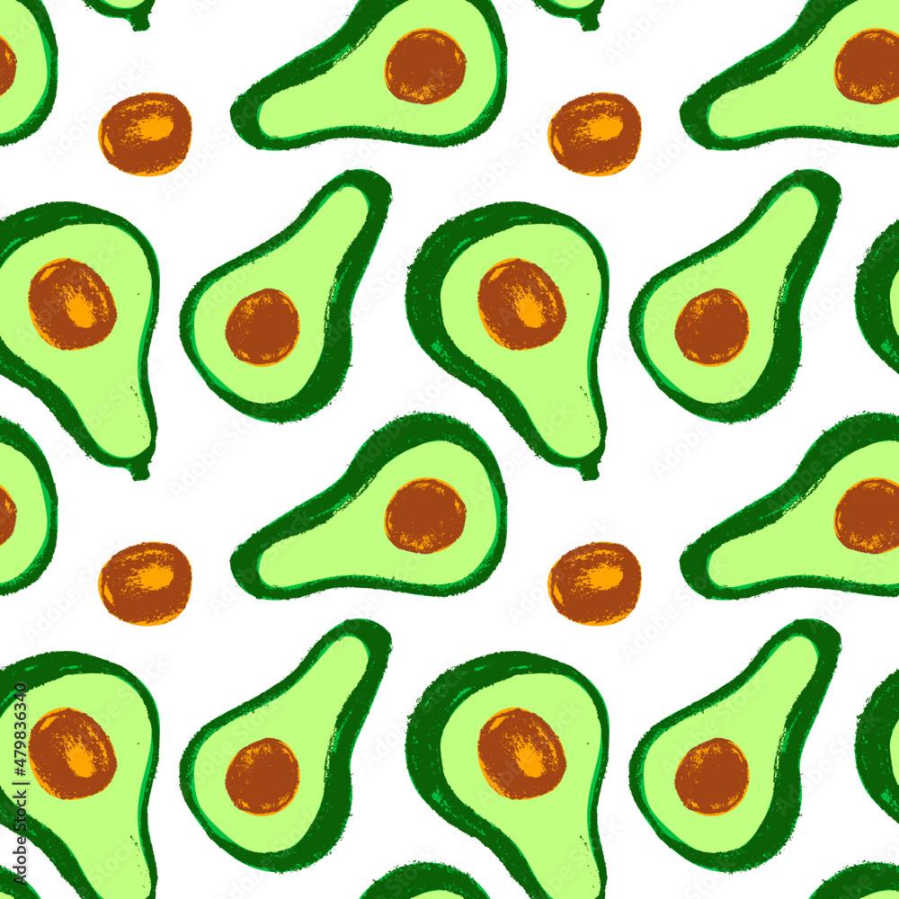 Vector avocado pattern seamless. Avocados pattern for oil label. Avocado decoration. Vegetarian background. Fabric decor. Avocados backdrop. Ornament with drawings of vegetables. Green vegan wallpaper Vector avocado pattern seamless. Avocados pattern for oil label. Avocado decoration. Vegetarian background. Fabric decor. Avocados backdrop. Ornament with drawings of vegetables. Green vegan wallpaper