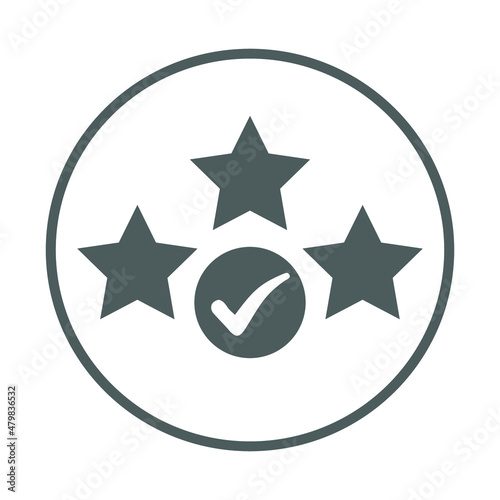 Features  rating  star icon. Rounded gray vector sketch.