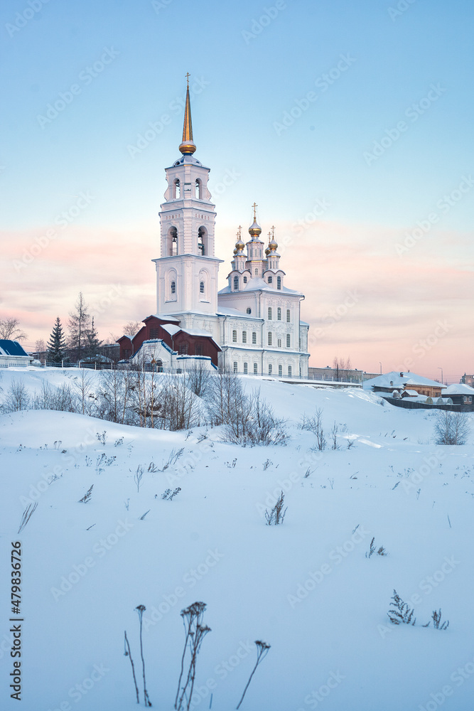 The Church of the Holy Apostles Peter and Paul. Severouralsk. Winter 2021-2022