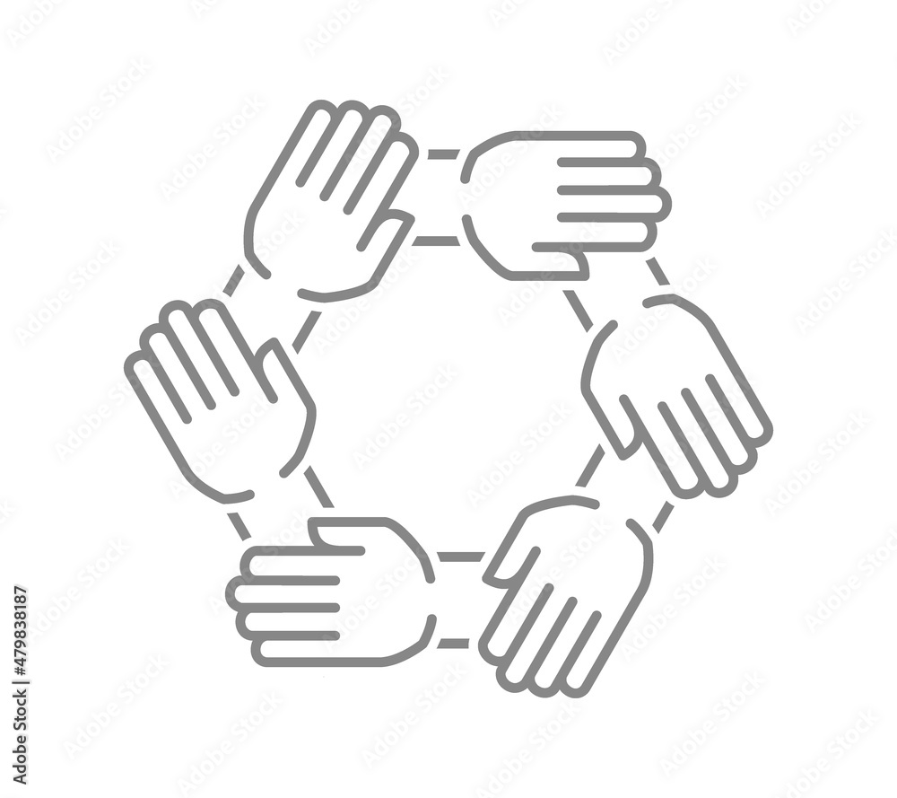 Unity and teamwork line icon. Togetherness, cooperation symbol Unity and teamwork line icon. Togetherness, cooperation symbol