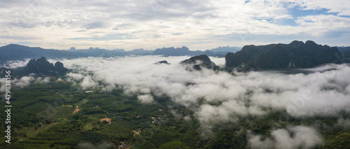 Khao Sok National Park close to Khao Lak Thailand Aerial view with drone