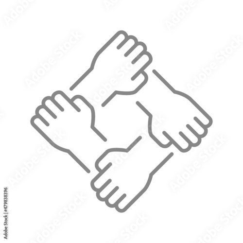 Solidarity line icon. Team work  cooperation symbol