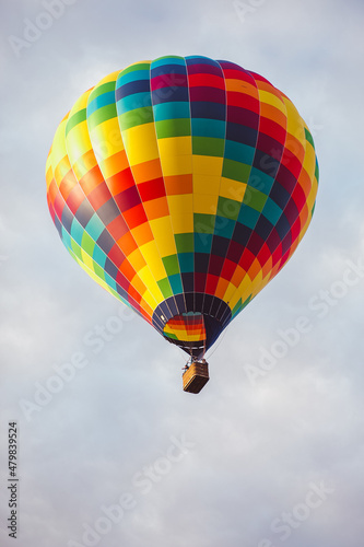 hot air balloon in flight in the sky