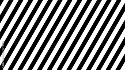 Straight and simple movement of striped black-white diagonal inclined lines. Optical illusion effect, op art.