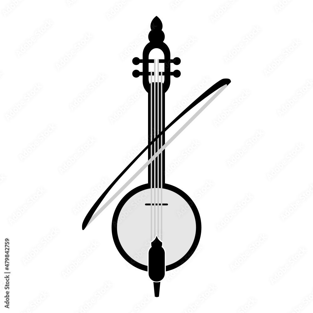Black and white Kamancha a.k.a. Kabak Kemane Stock Vector | Adobe Stock
