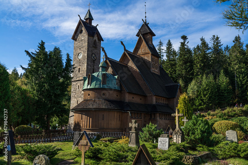 Karpacz. Poland. Vang Stave Church. A stave church which was bought by King Frederick William IV of Prussia and transferred from Vang in the Valdres region of Norway in 1842.