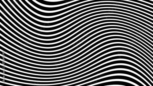 Wavy movement of striped black-white lines. Optical illusion effect, op art.